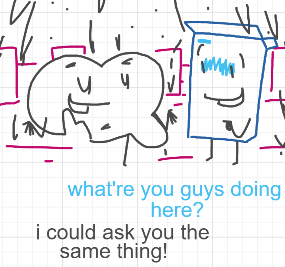 A panel from I've Been Everywhere, Man, episode nine of the Board Boards object show by Furretwalk/WalkingFurret.